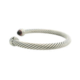 David Yurman Solid 925 Sterling Silver Tourmaline and Diamond Cable Bracelet 7"