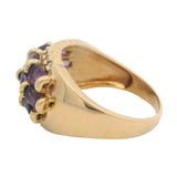 14kt Yellow Gold Amethyst and Diamond Cluster Statement Cocktail Ring Size 9