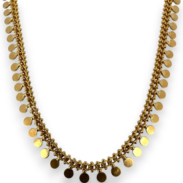 Egyptian Inspired Drop Fringe 20" Necklace with Easy Open-Box Clasp Made in France Solid 14kt Yellow Gold