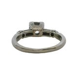 Vintage 1940-50s 14kt White Gold Diamond Solitaire Ring with Baguette Diamond Accents Size 5.5