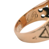 Antique Victorian 1884 Solid 14kt Rose Gold and Closed-Back Rose Cut Diamond Cluster Shield Ring Size 4.75