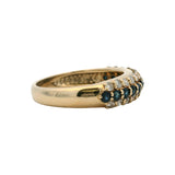 Vintage Solid 14kt Yellow Gold Sapphire and 0.48ctw Diamond Layered Half-Eternity Band Ring Size 6