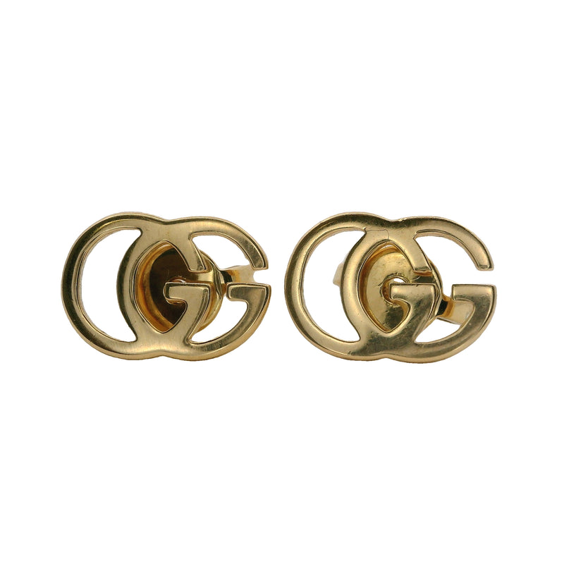 Gucci GG Running Logo Stud Earrings In Solid 18kt Yellow Gold Made in Italy