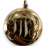 Antique Victorian Solid 10k Rose Gold and 0.30ctw Old Mine Cut Diamond Good Luck Clover Round Locket with Engraved Back Charm Pendant