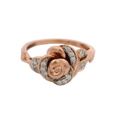 Enchanted Disney Solid 10k Rose Gold Belle Diamond Rose Ring Size 7.5