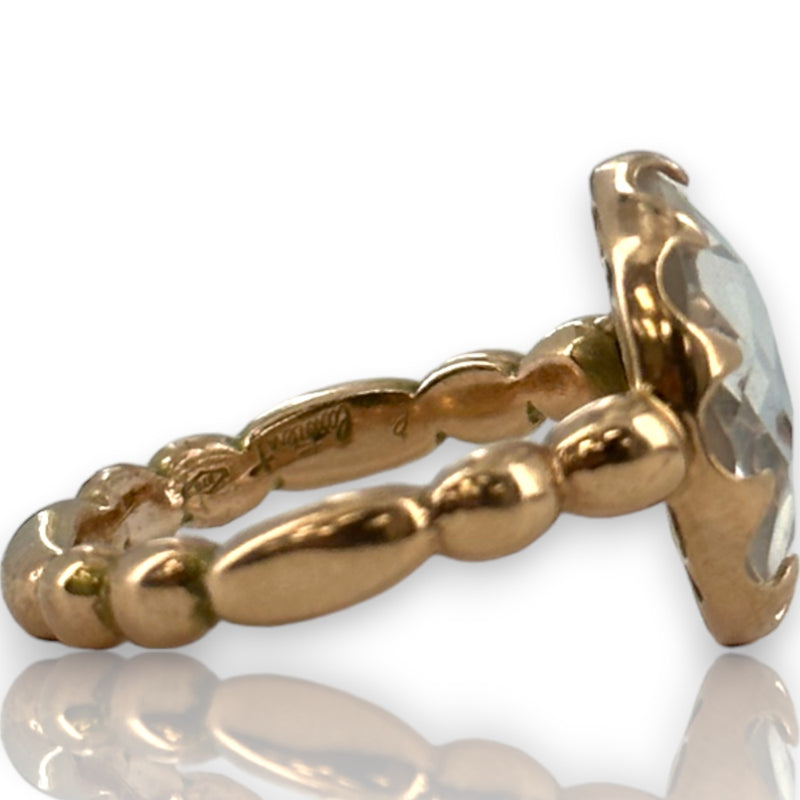 Laurent Gandini Bon Ton Collection 9kt Rose Gold Transparent Rock Crystal Ring Made in Italy