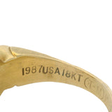 Vahe Naltchayan Vintage 1987 Solid 18kt Yellow Gold Chrysoprase Intaglio Ring Size 5