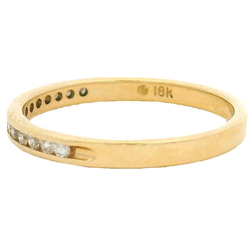 18kt Yellow Gold and Channel Set Diamond Half Eternity Wedding Stackable Band Size 6.75