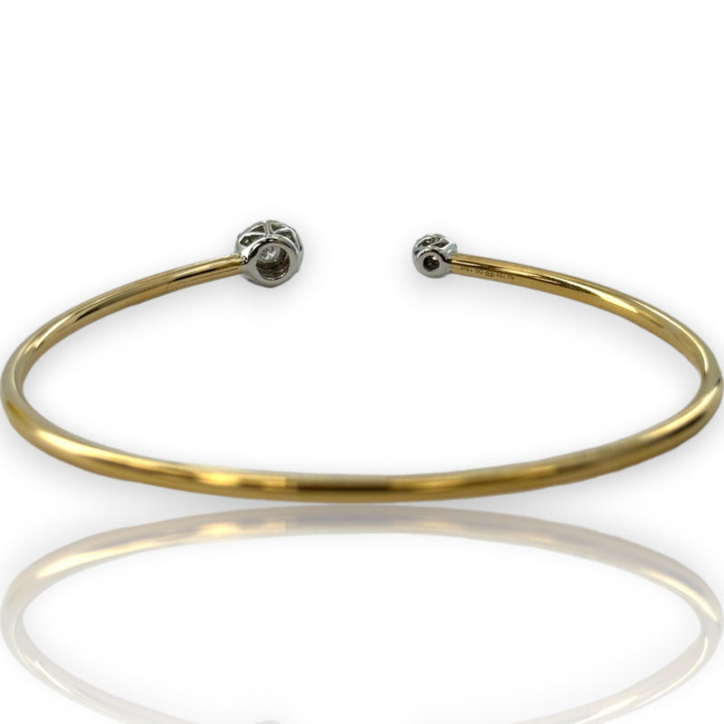 Two-Tone 18kt 0.15ct Diamond Halo Flexible 6" Cuff Bracelet Stamped Ed