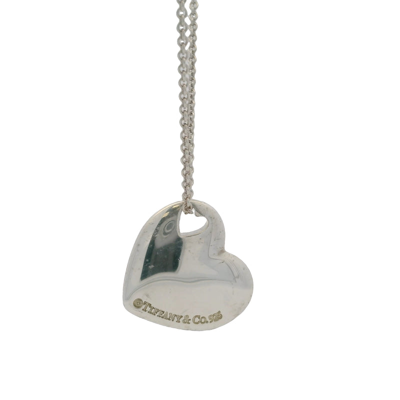 Tiffany & Co 925 Sterling Silver Stencil Puffy Heart Pendant on 16" Chain
