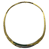 Vintage Solid 18kt 750 Yellow Gold 60g Princess Cut Emerald, Diamond, and Sapphire Collar 16" Necklace