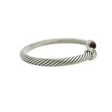 David Yurman Solid 925 Sterling Silver Tourmaline and Diamond Cable Bracelet 7"