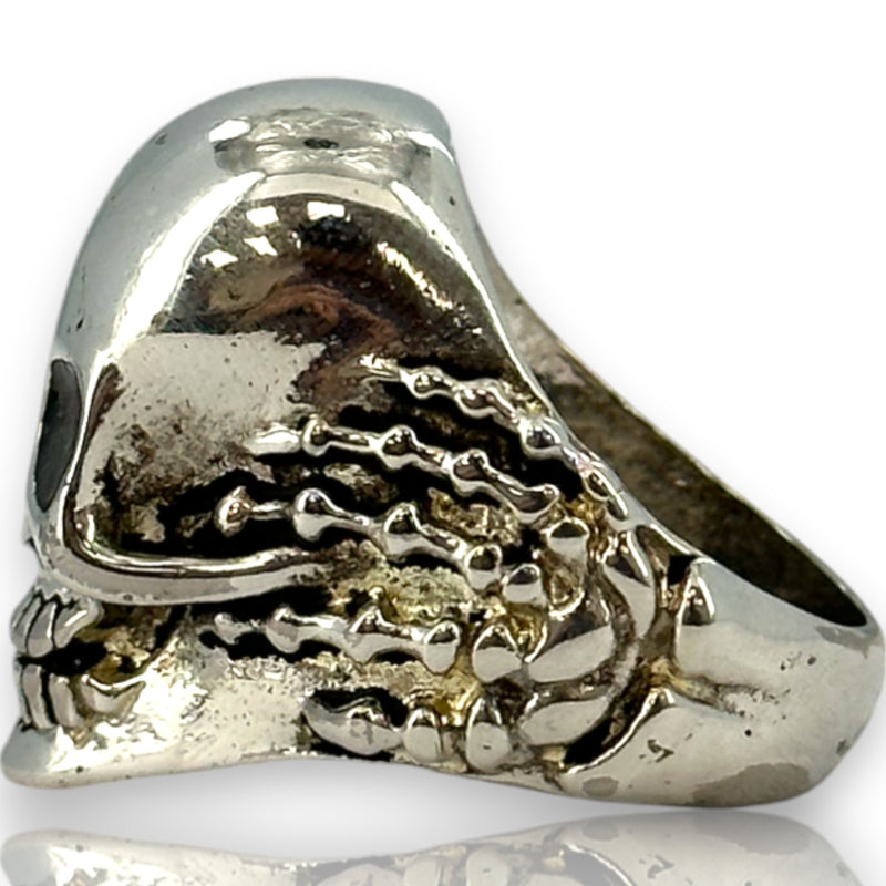 Vintage 1986 G&S Collectable 925 Sterling Silver Skull and Bones Heavy Biker Ring Size 9