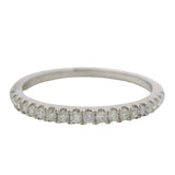 Solid 14kt White Gold and Diamond Thin 2mm Wide Half-Eternity Dainty Band Ring Size 7