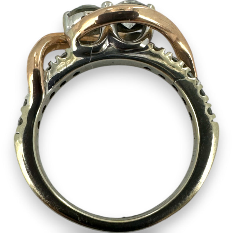 Kay Ever Us Collection 14kt White and Rose Gold Two-Stone 0.96ctw Diamond Wedding Ring Size 5.5