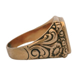 Antique Victorian 14kt Yellow Gold Engraved Floral 22.8g Signet Ring Size 12.5