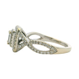 Neil Lane Solid 14kt White Gold 1ctw Emerald Cut Diamond Double Halo Twist Solitaire Ring Size 7