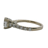 Cushion Cut 0.64ct Diamond Engagement Ring and Diamond Band In 18kt White Gold Size 5