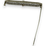 Antique 1920s 14kt White Gold Filigree Bar Brooch Pin with Floral Motif