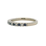 Vera Wang Love Solid 14kt White Gold Diamond and Sapphire Band Ring Size 5.25