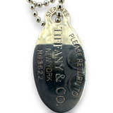 Return to Tiffany & Co 925 Sterling Silver Dog Tag Beaded Chain 34" Necklace Pendant Charm