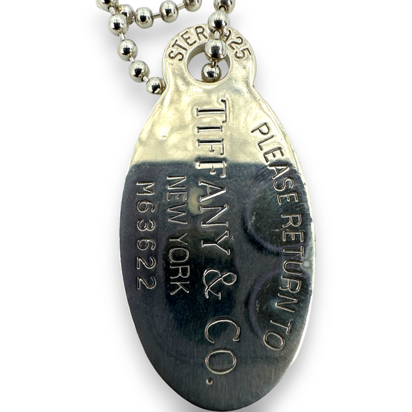 Return to Tiffany & Co 925 Sterling Silver Dog Tag Beaded Chain 34" Necklace Pendant Charm