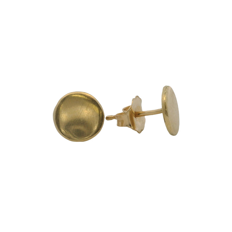 Solid 14kt Yellow Gold 7mm Flat Disc Stud Earrings