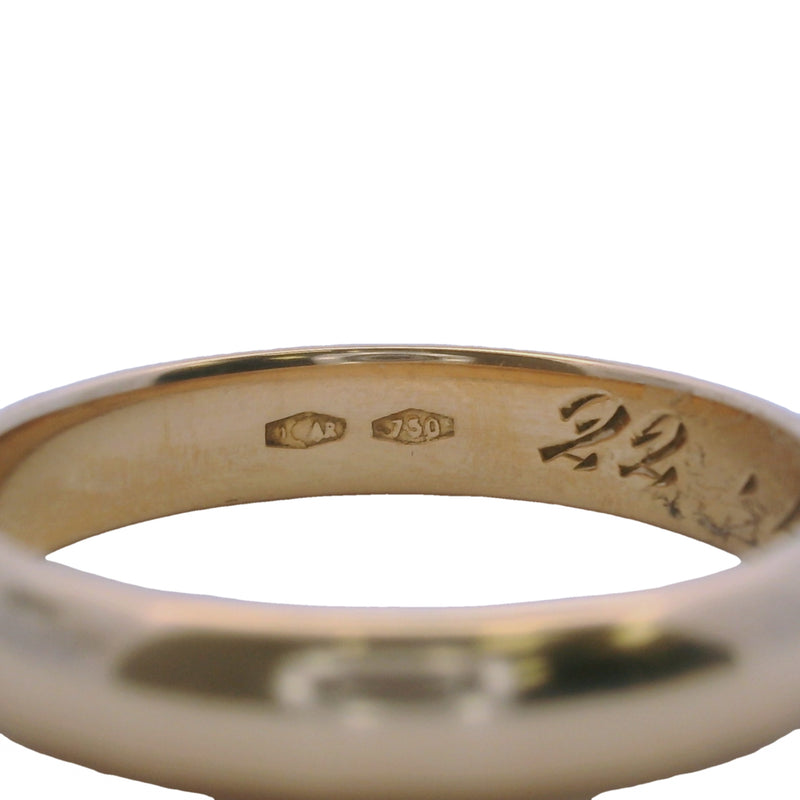 Vintage Italian 1970s 4mm Solid 18kt Rose Gold D-Shape Band with "22/4/1970" Inscription Size 8.25
