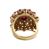 Vintage Solid 14kt Yellow Gold Large Luxury 5.25ctw Ruby Princess Cluster Ring Size 7.5