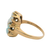 Antique 1900-1910s 10k Yellow Gold Jonas Koch White Opal Flower Shaped Cluster Ring Size 6.5