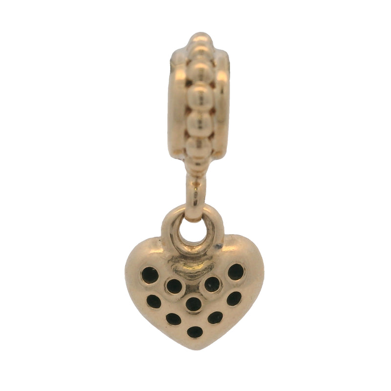 Charm colgante de corazón brillante de oro amarillo macizo de 14 kt y pavé de diamantes retirado de Pandora