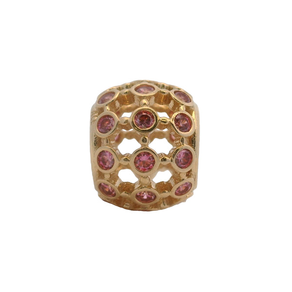 Charm espaciador "Spotlight" de Pandora en oro amarillo macizo de 14 kt y circonita rosa
