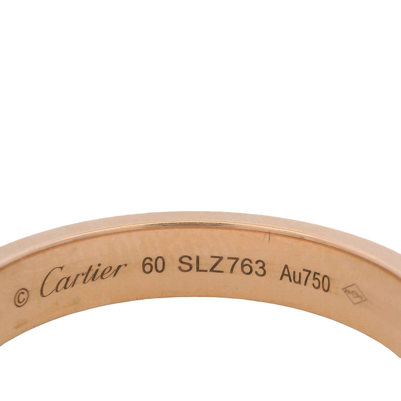 Cartier C de Cartier Solid 18kt Rose Gold 4mm Wedding Band Ring with Diamond Size 9