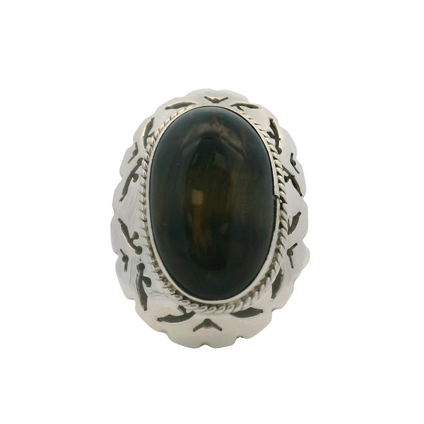 Mexican 925 Sterling Silver Handmade Large Labradorite Cabochon Adjustable Shank Ring