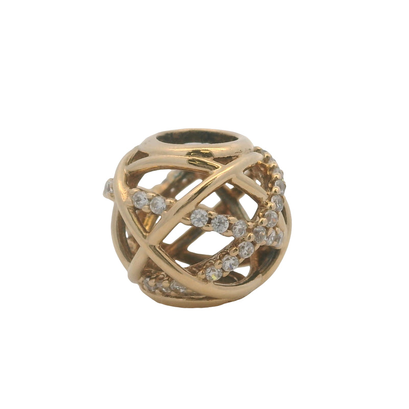 Pandora Solid 14kt Yellow Gold and CZ Galaxy Openwork Bead Spacer Charm