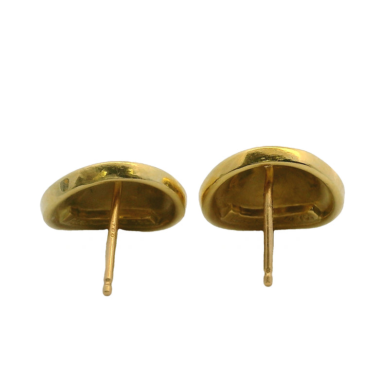 Vintage Robert Lee Morris Solid 18kt Yellow Gold Disc Button 13mm Stud Earrings