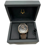 Bulova Precisionist 262kHz 98B356 45mm Rose Gold Black Dial Brown Strap Watch