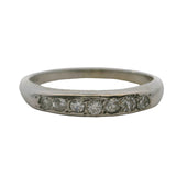 Antique 1920s 14kt White Gold and 7 Diamond Stackable Wedding Band Ring Size 6.25
