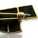 Antique Late Victorian 14kt Yellow Gold, Seed Pearl, and Hair Mourning Brooch made by Hedges & Co