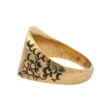 Antique Victorian Solid 14kt Yellow Gold Heart Shaped Signet "R" Ring Size 6.5