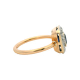 Antique 1890-1910s 14kt Yellow Gold Sapphire and Old Euro Diamond Halo Ring Size 5.5