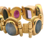 Vintage Italian Percossi Solid 18kt Yellow Gold Multi Precious Gemstone Hinged Cocktail Ring Size 7.5