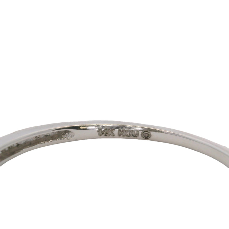 Anillo de boda apilable de oro blanco macizo de 14 kt y diamantes finos de 1,6 mm, talla 7,75