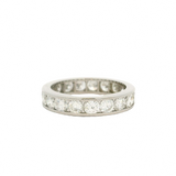 Solid Platinum and 2.85ctw Channel Set 4.3mm Wide Diamond Eternity Band Ring Size 7.5