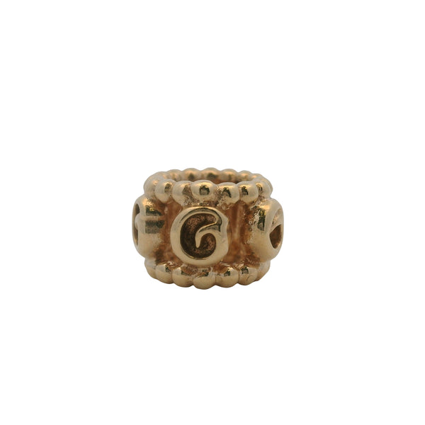 Retired Pandora Solid 14kt Yellow Gold Ring of Roses Spacer Charm