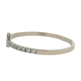 Solid 14kt White Gold and 0.20ctw Diamond Dainty T Cross Half Eternity Ring Size 7