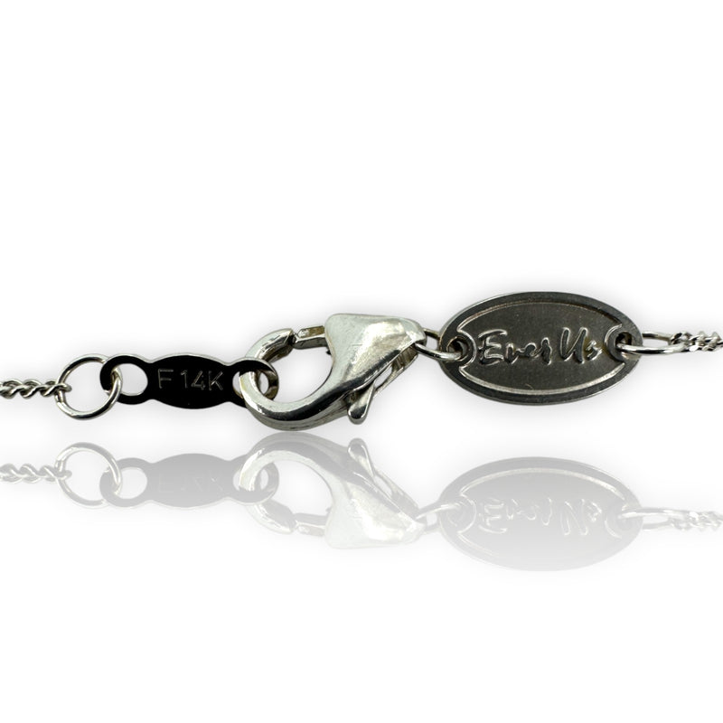 Ever Us 14kt Solid Rhodium Plated White Gold Toi et Moi 1ctw Diamond Pendant Necklace on 17-19" Adjustable Chain
