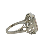 Antique 1920s Solid 10kt White Gold Orange Citrine Solitaire Filigree Ring Size 7