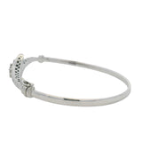 Solid 14kt White Gold and 0.44ctw Diamond Bypass Style Hinged Bangle 7" Bracelet