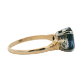 Antique c1930 Solid 14kt White & 18kt Yellow Gold Natural/Lab Sapphire Doublet and Diamond 3-Stone Ring Size 5